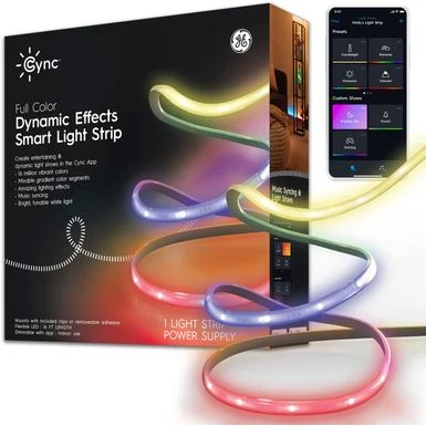 GE - CYNC 16 Foot Indoor Bluetooth/Wi-Fi Color Changing Smart LED Light Strip - Full Color 1 GE - CYNC 16 Foot Indoor Bluetooth/Wi-Fi Color Changing Smart LED Light Strip - Full Color