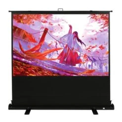Kodak - 100" Projector Screen, Pull Up Projector Screen And Stand, Portable Projector Screen With Handle And Carrying Case - Black/White