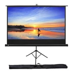 Kodak - 80 In. Portable Projector Screen, Adjustable Projection Screen With Tripod Stand & Carry Bag - White