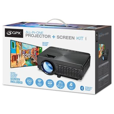 GPX - PJ300VP LED Projector With Bluetooth, Screen Included - Black 3 GPX - PJ300VP LED Projector With Bluetooth, Screen Included - Black - Image 3