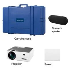 Insignia™ - Complete Outdoor Projector Kit With 91” Folding Screen, Projector, And Speaker - White -Comprehension Store cdbd6e38 2b4e 5977 8d39 ee3ca61df7bf